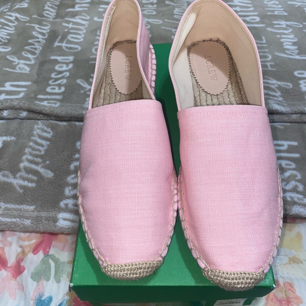 Pink J Crew flat espadrilles